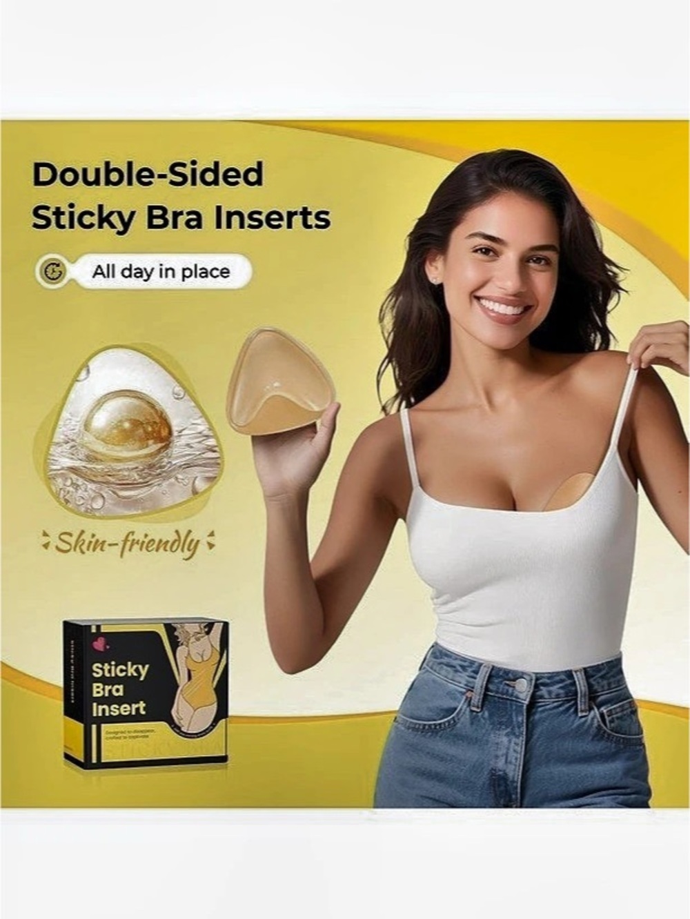 TPOO Double Sided Sticky Bra Push Up, Invisible Bra Pad Inserts Beige